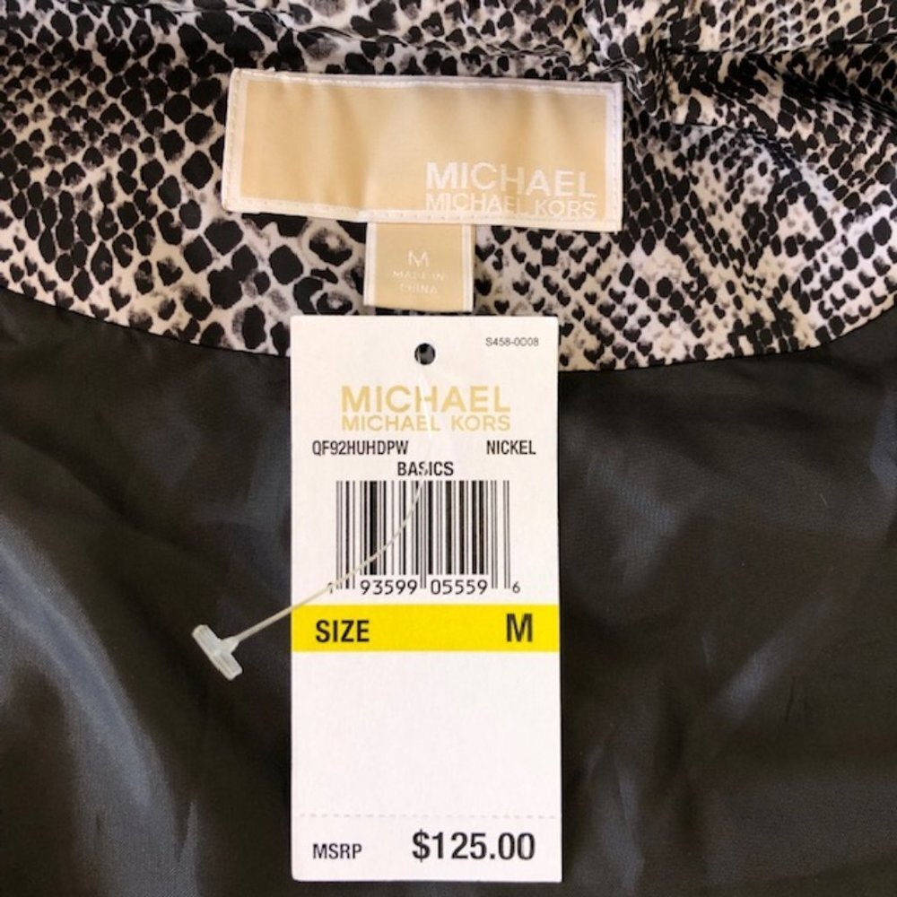 MICHAEL KORS Puffer Vest Black Gray White Snakeskin Print Medium - Picture 7 of 17